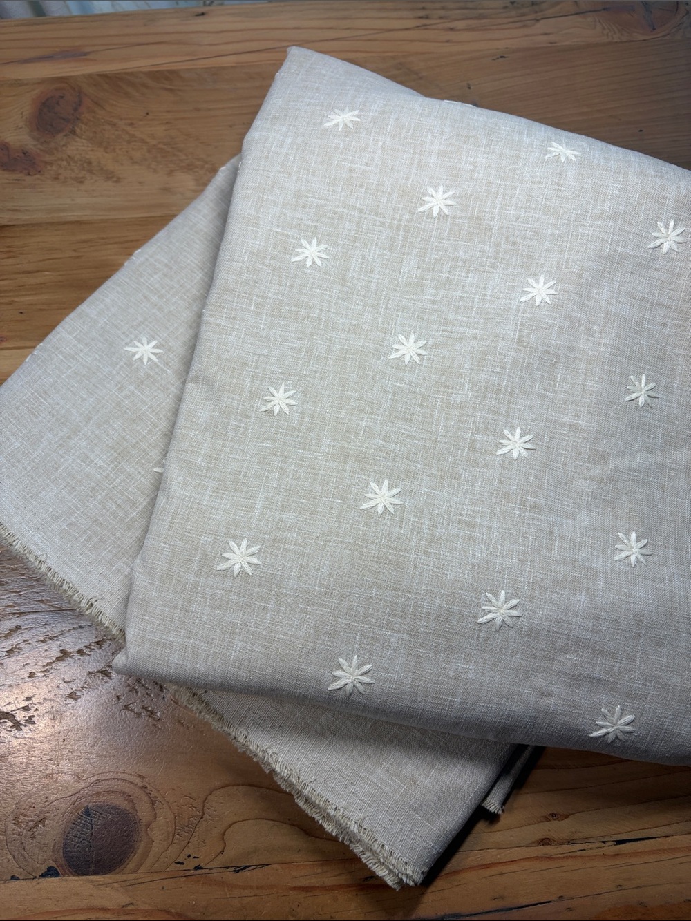 Embroidered Linen/Cotton Fabric